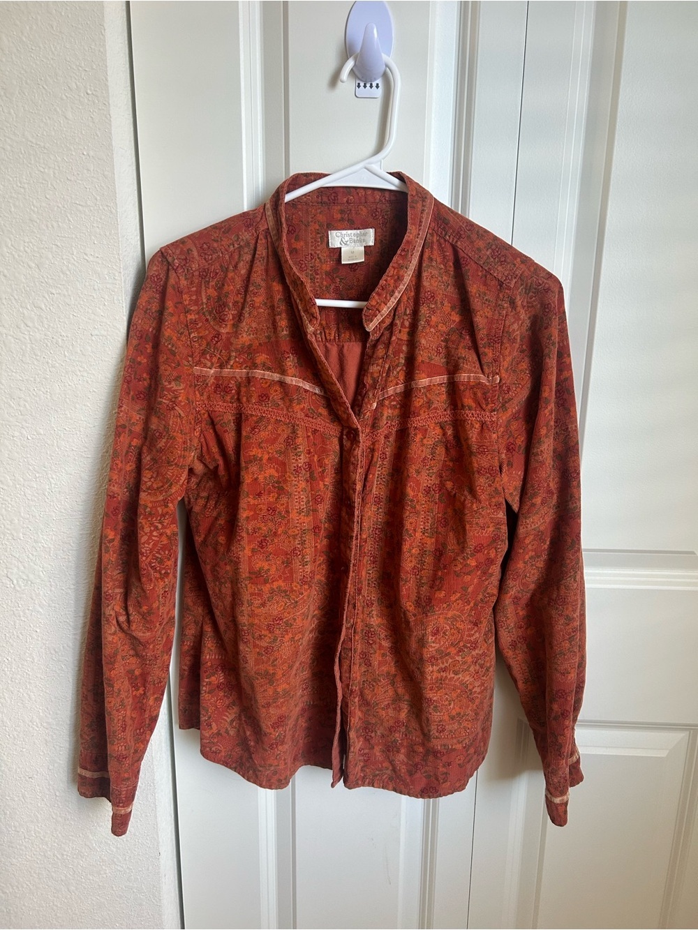Christopher & Banks Vintage-Inspired Rust Paisley Button-Up Shirt | Fall Boho